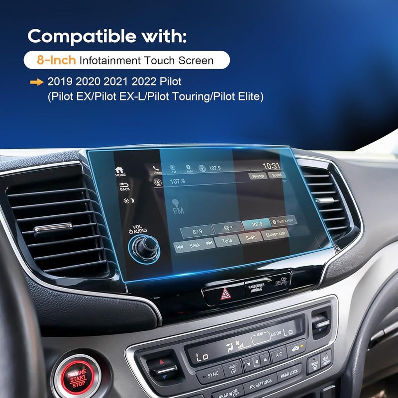 LFOTPP For 2022 Honda Pilot Screen Protector - 2019~2022 Pilot (Pilot EX/Pilot EX-L/Pilot Touring/Pilot Elite) 8 inch Touchscreen [ClarityHD+] Anti Fingerprint 9H Hardness Tempered Glass* - Image 3